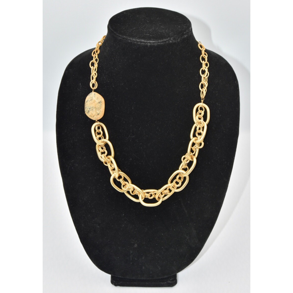 A.V. Max Satin Matte Gold Tone Chain Link & Quart… - image 3